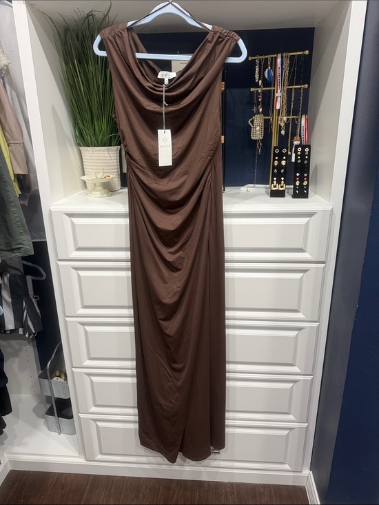 Wayf Dresses & Skirts - WAYF- Brown Draped Cowl Neck Maxi Dress- SZ M